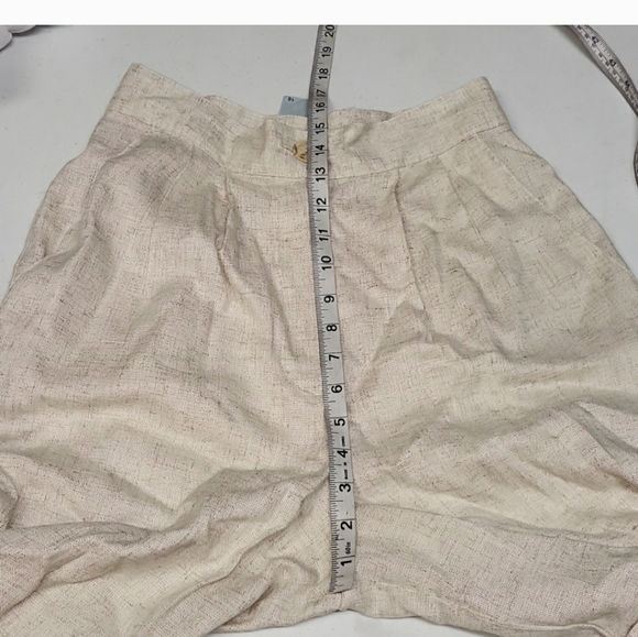 Francine Browner High-Waisted Linen Blend Oatmeal Speckled Shorts Retro Size 10 - Picture 8 of 10